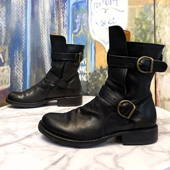 Fiorentini + Baker Eternity 713 Black Leather Biker Boots Size 37 EUC - Picture 2 of 10